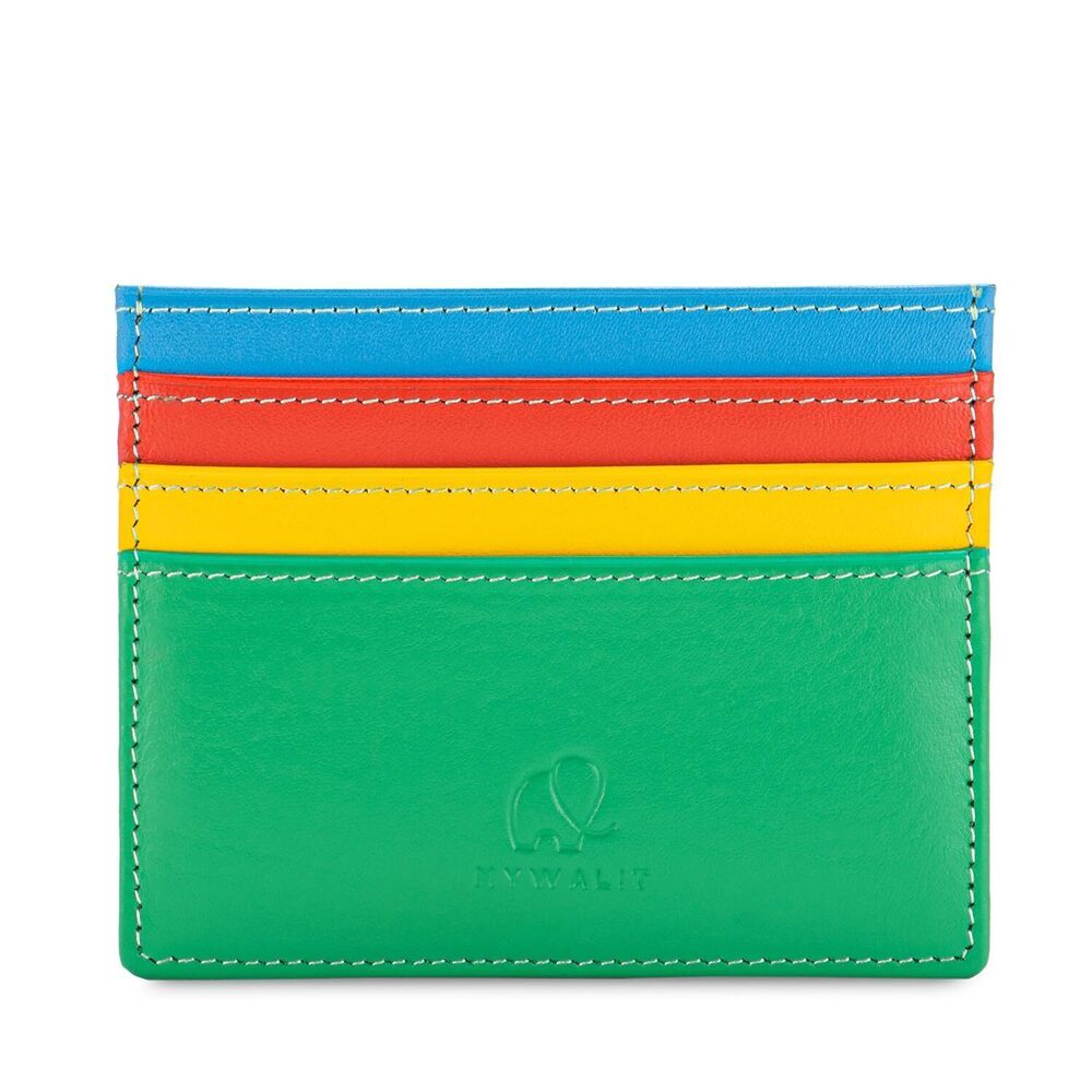 3714 Multi-Color Leather Credit Card Holder | 3 Card Slots & ID Window